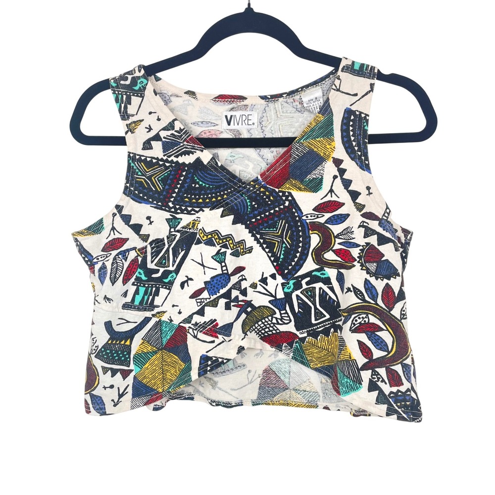 Vintage 90s Womens Tank Top Sz S Twee Indie Grunge Boho Festival Cotton Crop